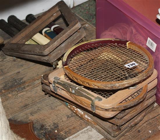 Qty of old wooden tennis racquets